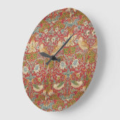 William Morris Strawberry Thief Rood Bloemmotief Grote Klok (Hoek)