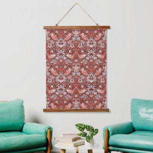 William Morris Strawberry Thief Terracotta Vogel Hangend Wandkleed