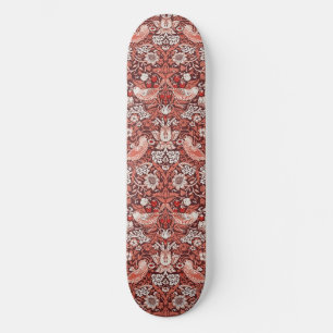 William Morris Strawberry Thief Terracotta Vogel Skateboard