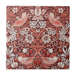 William Morris Strawberry Thief Terracotta Vogel Tegeltje