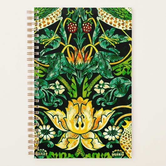 William Morris Strawberry Thief Vert Et Orange (Devant)