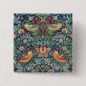 William Morris - Strawberry Thief Vierkante Button 5,1 Cm (Voorkant)