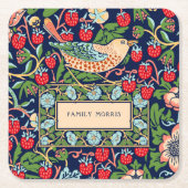 William Morris Strawberry Thief Vierkante Kartonnen Onderzetter (Voorkant)