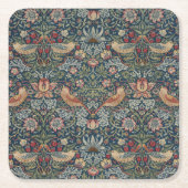 William Morris Strawberry Thief Vierkante Kartonnen Onderzetter (Voorkant)