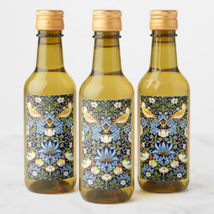 William Morris: Strawberry Thief vintage ontwerp, Wijn Etiket