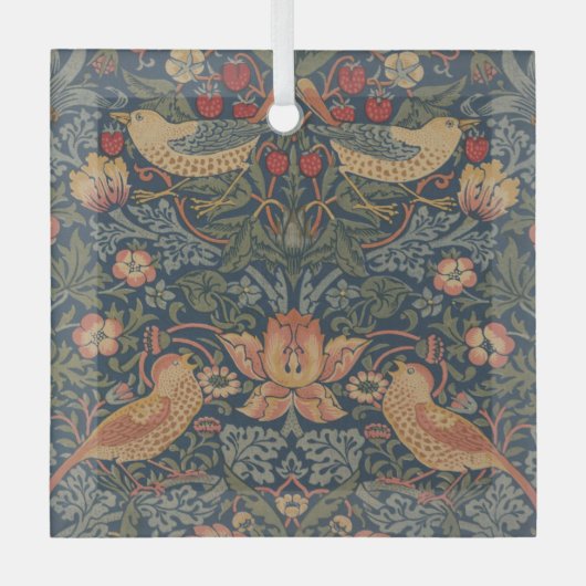 William Morris Strawberry Thieves Birds Glas Ornament (Voorkant)