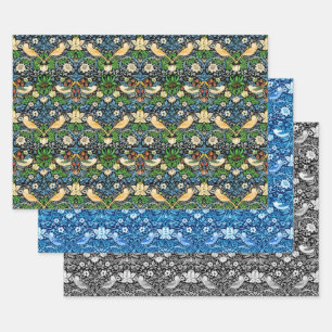 William Morris Strswberry Thief, Multi Blue Black  Inpakpapier Vel