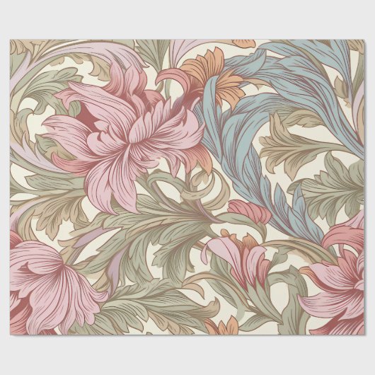 William Morris Style Botanical Floral Pattern Cadeaupapier (Vlak)