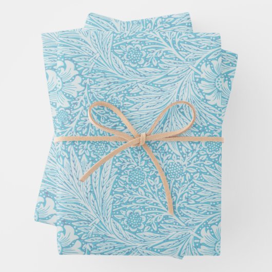 William Morris Style papier d'enveloppement bleu V (En situation)