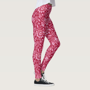 William Morris Sunflower, Bourgondië en roze Leggings