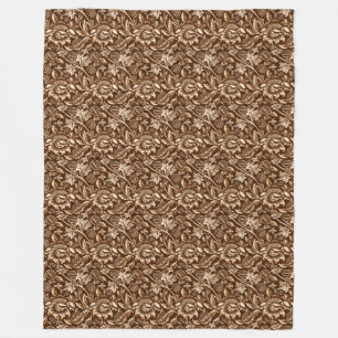 William Morris Sunflower, Chocolate Brown & Beige Fleece Deken