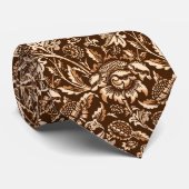 William Morris Sunflower, Chocolate Brown & Beige Stropdas (Opgerold)