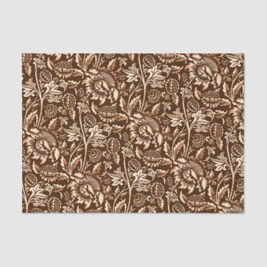 William Morris Sunflower, Chocolate Brown & Beige Tissuepapier (Voorkant)