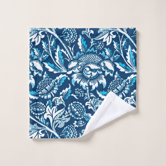 William Morris Sunflower, Dark Blue en White Bad Handdoek (Wasdoekje)