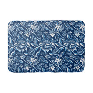 William Morris Sunflower, Dark Blue en White Badmat