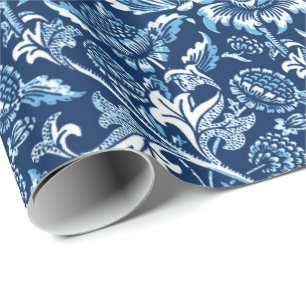 William Morris Sunflower, Dark Blue en White Cadeaupapier