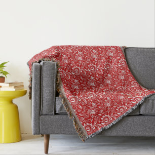 William Morris Sunflower, Deep Red en White Deken