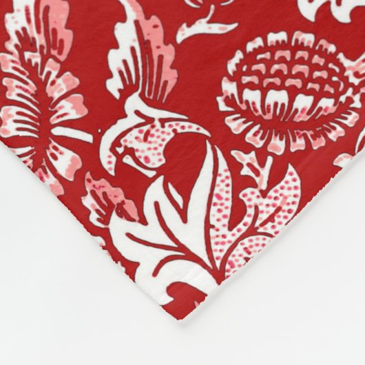 William Morris Sunflower, Deep Red en White Fleece Deken (Hoek)