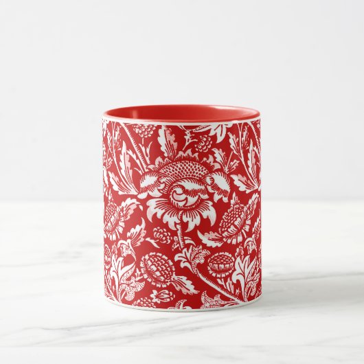 William Morris Sunflower, Deep Red en White Mok (Midden)