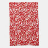 William Morris Sunflower, Deep Red en White Theedoek (Verticaal)
