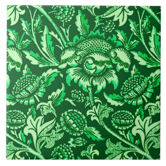 William Morris Sunflower, Emerald Green Tegeltje (Voorkant)