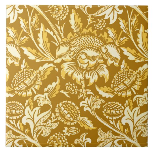 William Morris Sunflower, Mustard Yellow / Gold Tegeltje (Voorkant)