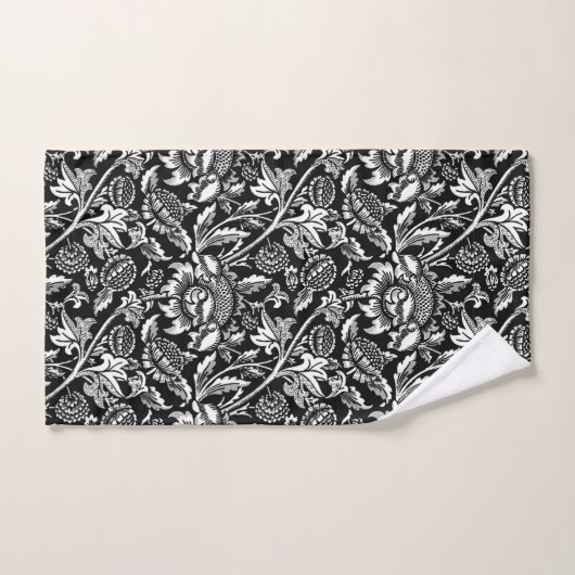 William Morris Sunflower, zwart en wit Bad Handdoek (Handdoek)