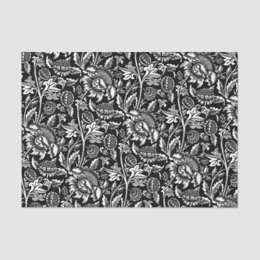 William Morris Sunflower, zwart en wit Tissuepapier (Voorkant)