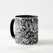 William Morris Sunflower, zwart, wit en grijs Mok (Voorkant links)