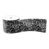William Morris Sunflower, zwart, wit met grijs Grosgrain Lint (Spoel)