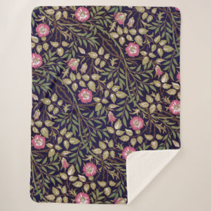 William Morris Sweet Briar Floral Art Sherpa Deken