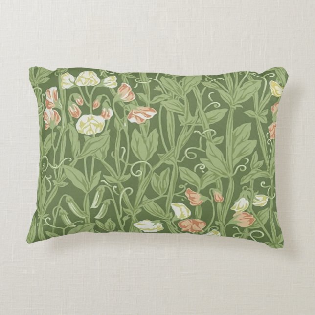 William Morris Sweet Pea Floral Design Accent Kussen (Achterkant)