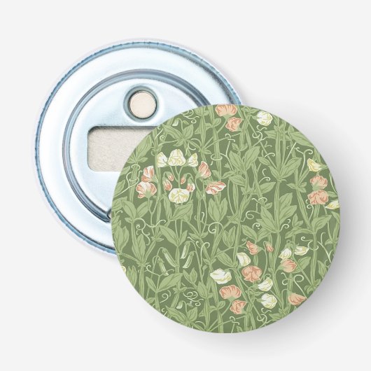William Morris Sweet Pea Floral Design Button Flesopener (Voorkant)