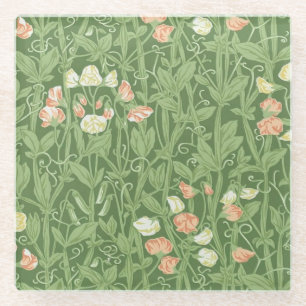 William Morris Sweet Pea Floral Design Glazen Onderzetter