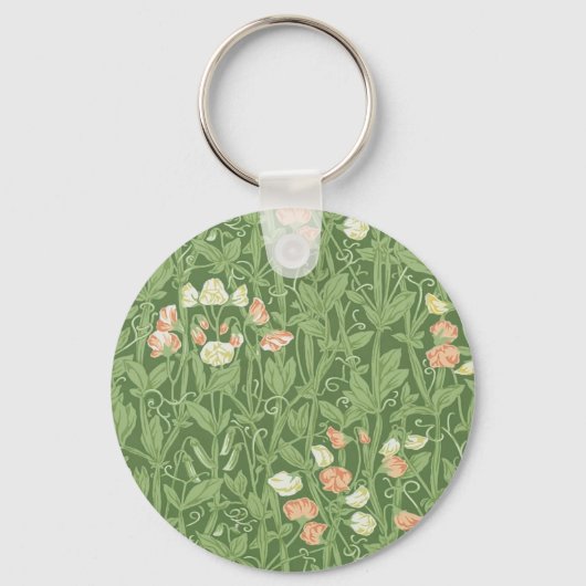 William Morris Sweet Pea Floral Design Sleutelhanger (Voorkant)