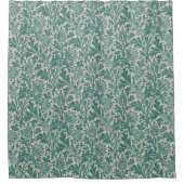 William Morris Teal Blue Distel Vintage Behang Douchegordijn (Voorkant)
