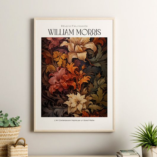 William Morris Terracotta Herfstbloemen Poster