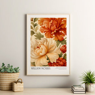 William Morris  Terracotta Sage Peonies Poster