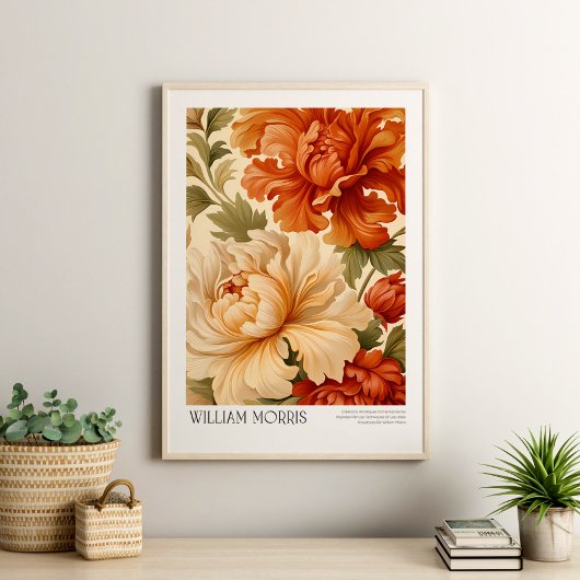 William Morris  Terracotta Sage Peonies Poster