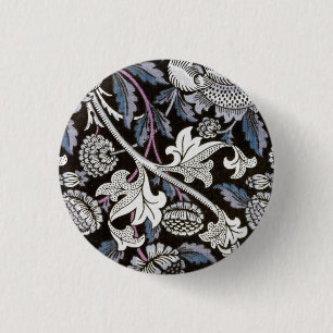 William Morris textiel, zwart en wit, ontwerp Ronde Button 3,2 Cm