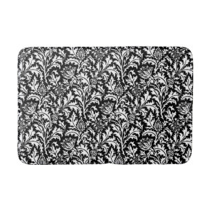 William Morris Thistle Damask, Black and White Badmat