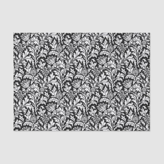 William Morris Thistle Damask, Black and White Tissuepapier (Voorkant)