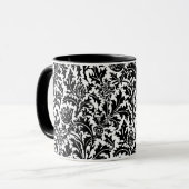 William Morris Thistle Damask, Black on White Mok (Voorkant links)