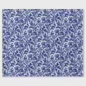 William Morris Thistle Damask, Cobalt Blue en Whit Cadeaupapier (Vlak)