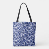 William Morris Thistle Damask, Cobalt Blue en Whit Draagtas (Achterkant)