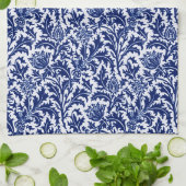 William Morris Thistle Damask, Cobalt Blue en Whit Theedoek (Gevouwen)