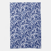 William Morris Thistle Damask, Cobalt Blue en Whit Theedoek (Verticaal)