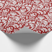 William Morris Thistle Damask, Dark Red & White Cadeaupapier (Hoek)