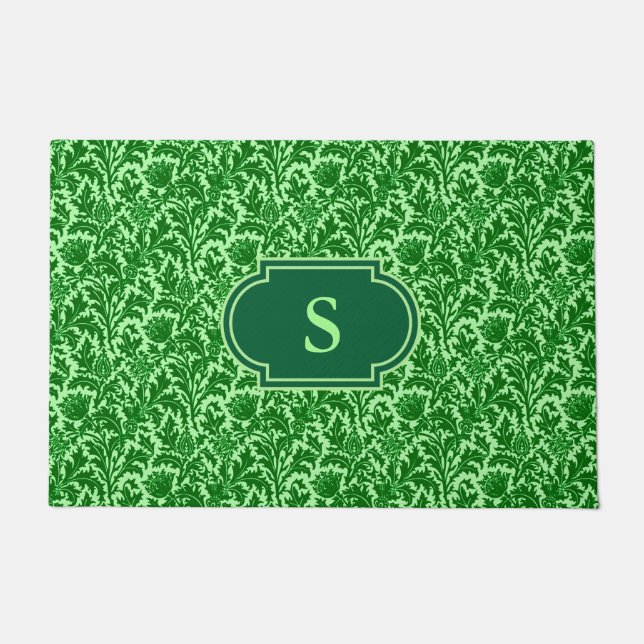 William Morris Thistle Damask, Emerald Green Deurmat (Voorkant)