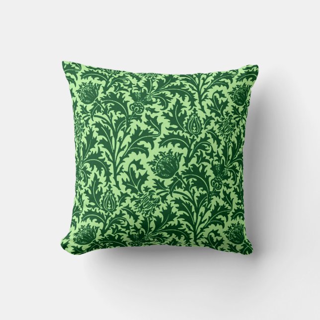 William Morris Thistle Damask, Emerald Green Kussen (Voorkant)